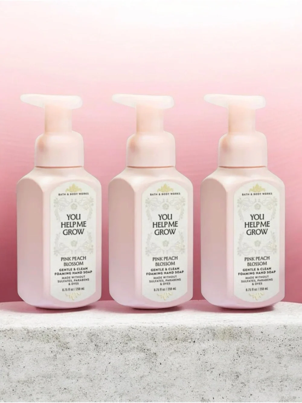 Bath & Body Works You Help Me Grow Pink Peach Blossom Foaming Hand Soap Set 3pc.